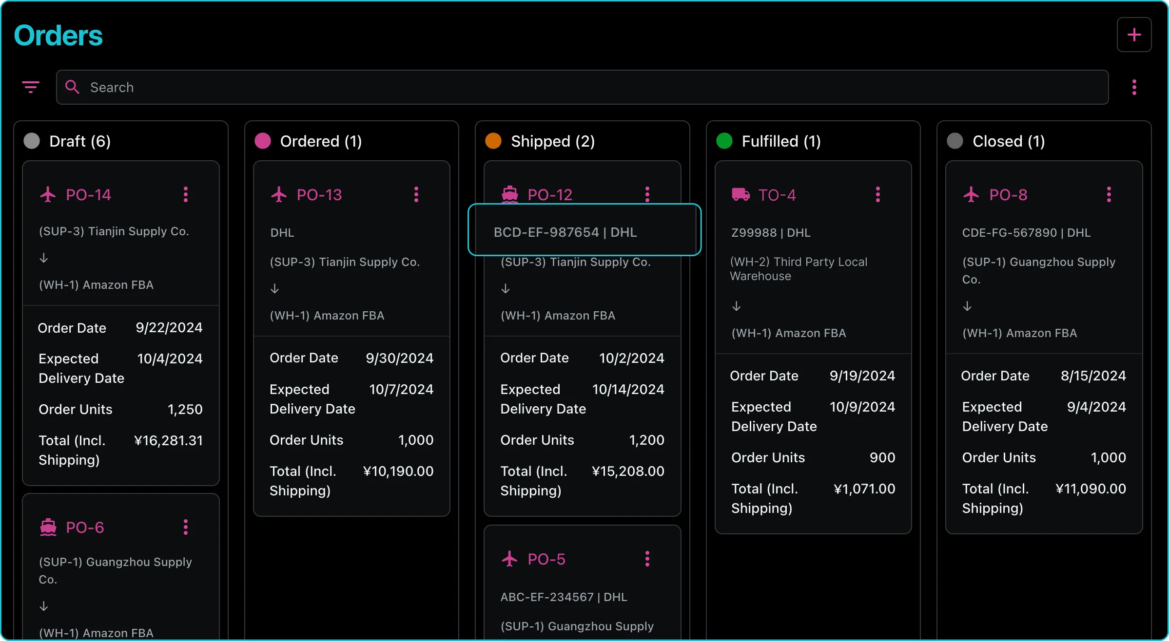 Shipment & Purchase Order Real-time Status Tracking