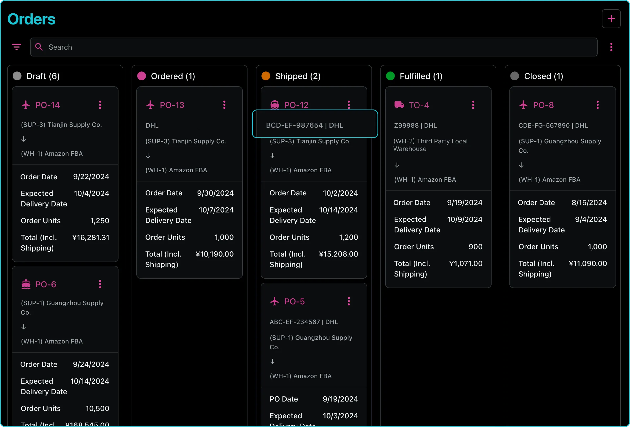 Purchase Order Swimlane Demonstration